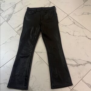 Mother The Insider Ankle Faux Leather Flare Pants Black Size 26